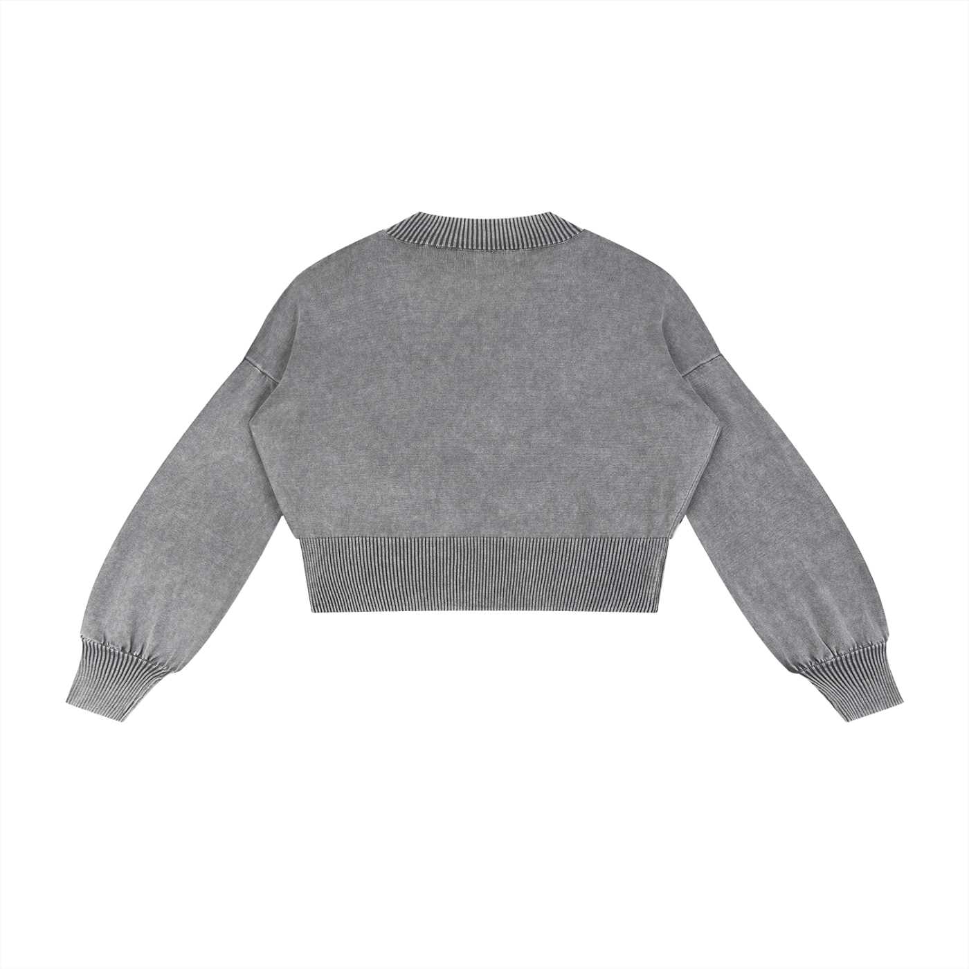 “IJAG” Washed Balloon Sleeve Cropped Sweater